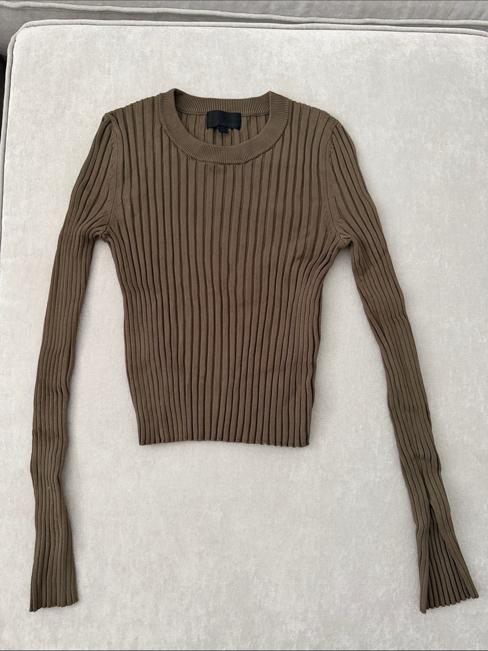 Olive Green Ribbed Long Sleeve Top